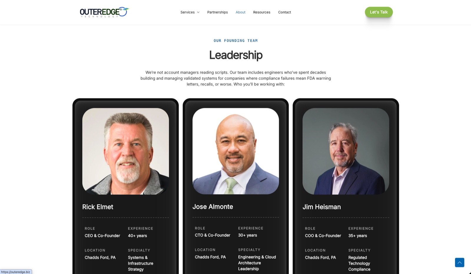 Outer Edge leadership page